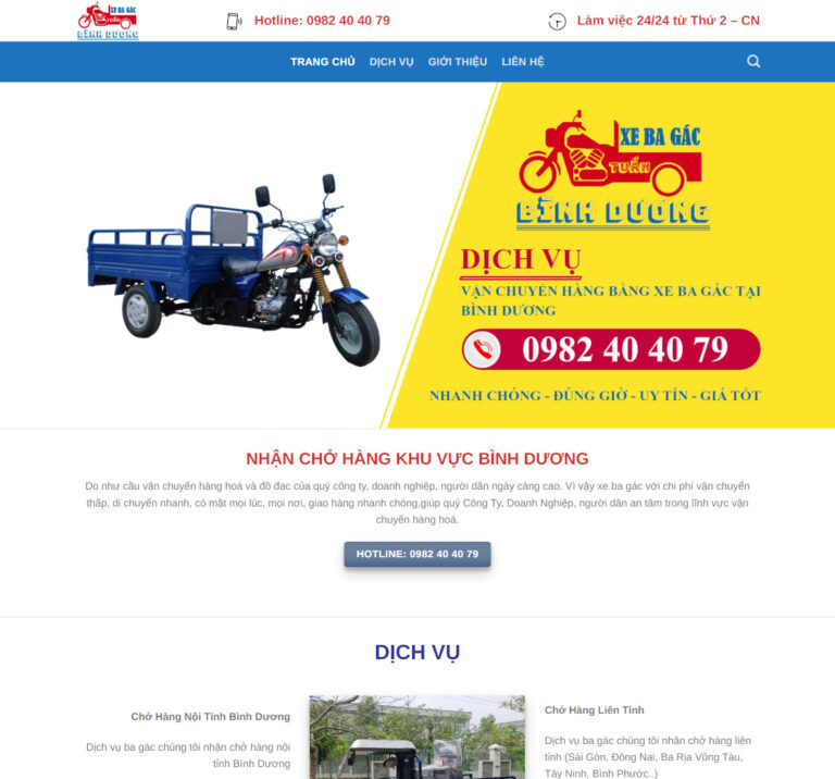 Website giới thiệu dịch vụ vận chuyển đơn giản